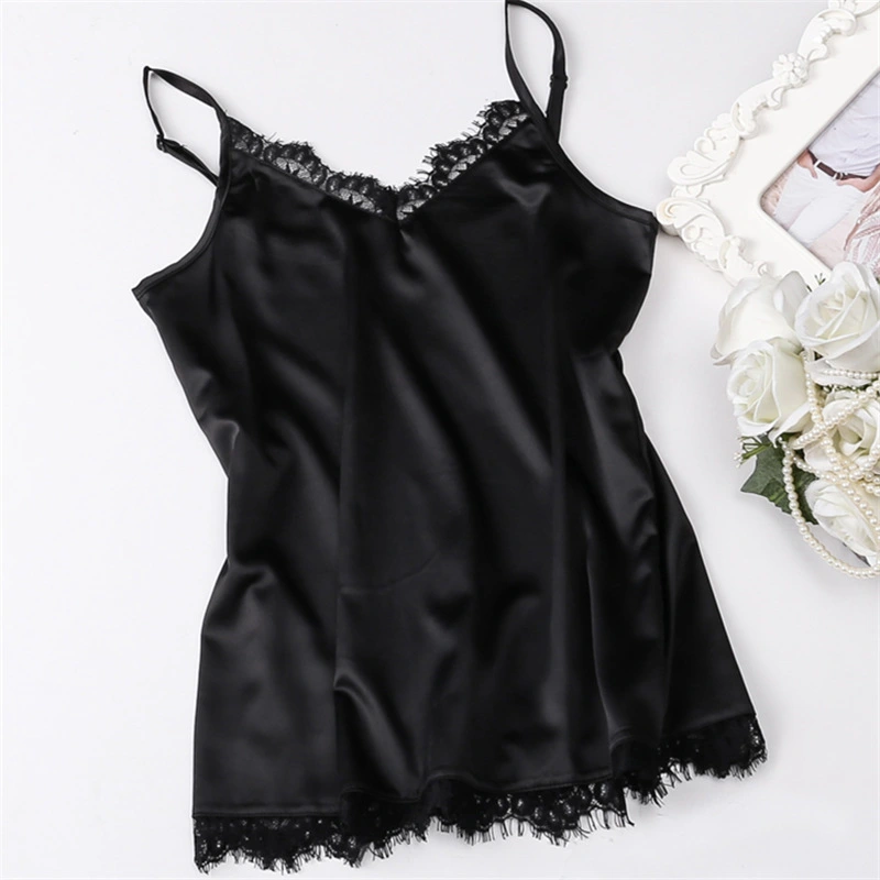 Lace V-neck silk camisole