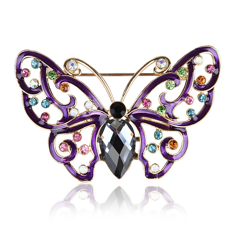 Hollow crystal butterfly brooch