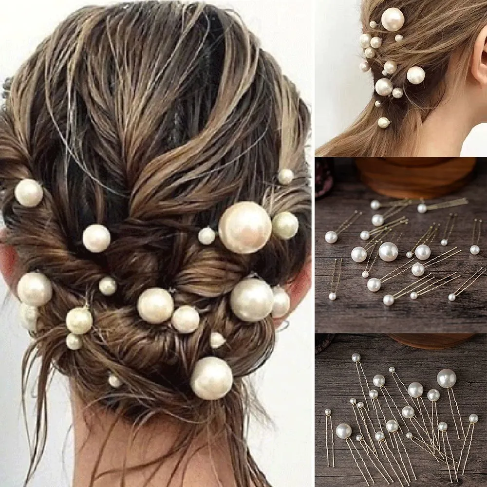 Pearl U-shaped hairpin bridal headband