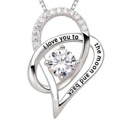 I Love You To The Moon and Back Heart-shape Pendant Necklace