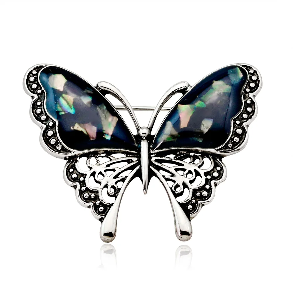 Shell material butterfly brooch