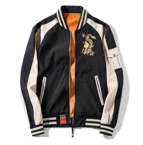2021 new men's jacket youth Chinese style casual baseball collar jacket men's embroidery handsome clothes