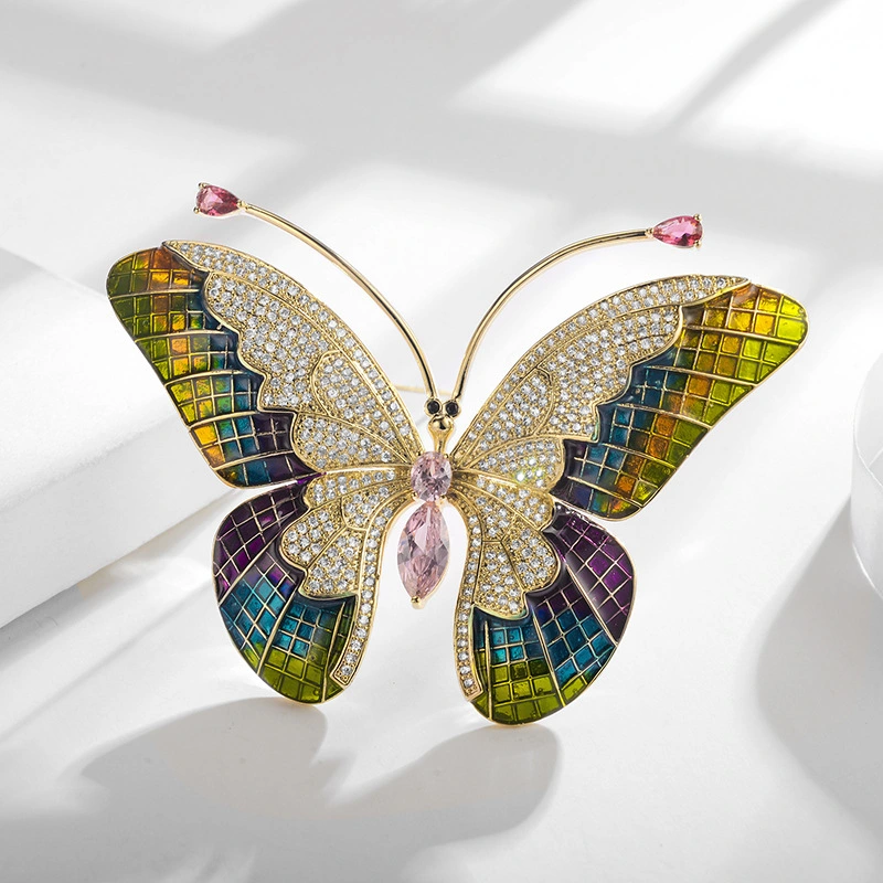 High-grade Zircon Inlaid Butterfly Brooch Women