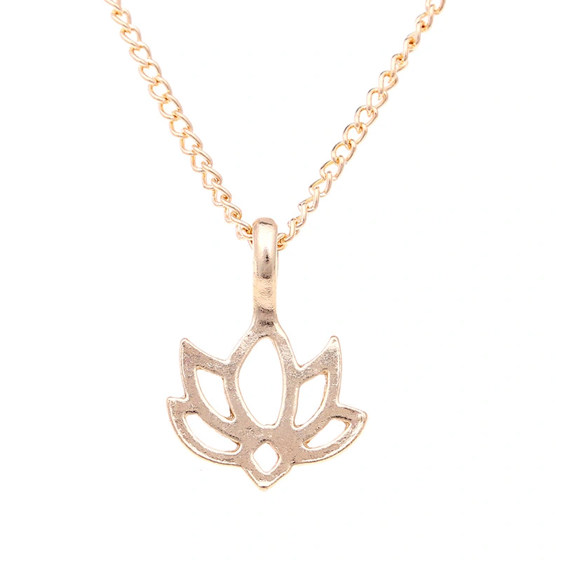 Lotus alloy clavicle fish bone short necklace