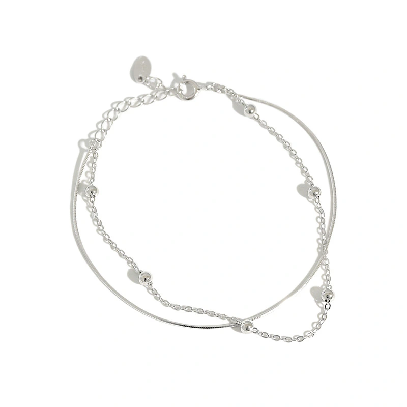 Double round bead anklet