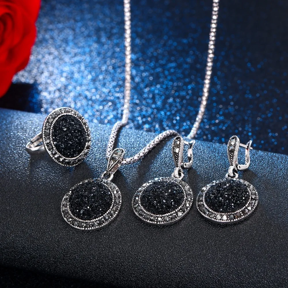 Ring Necklace Earring Three Piece Set