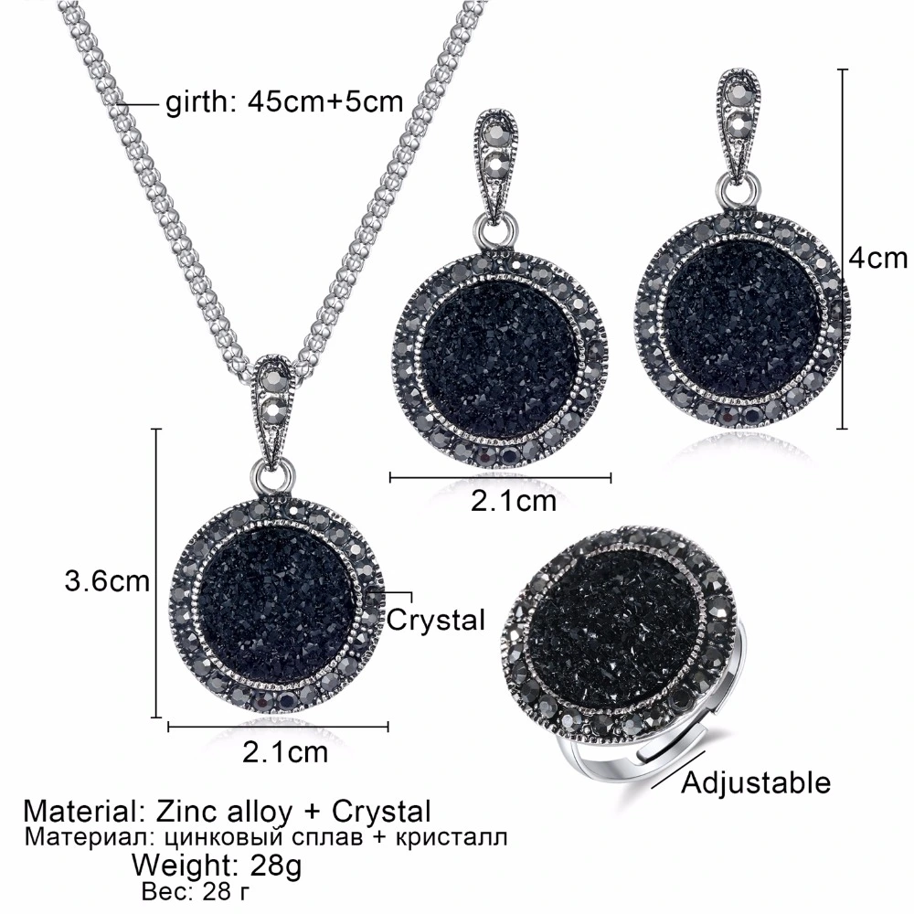 Ring Necklace Earring Three Piece Set