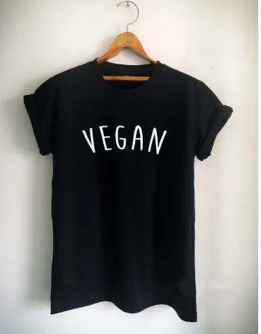 VEGAN European and American letters T-shirt