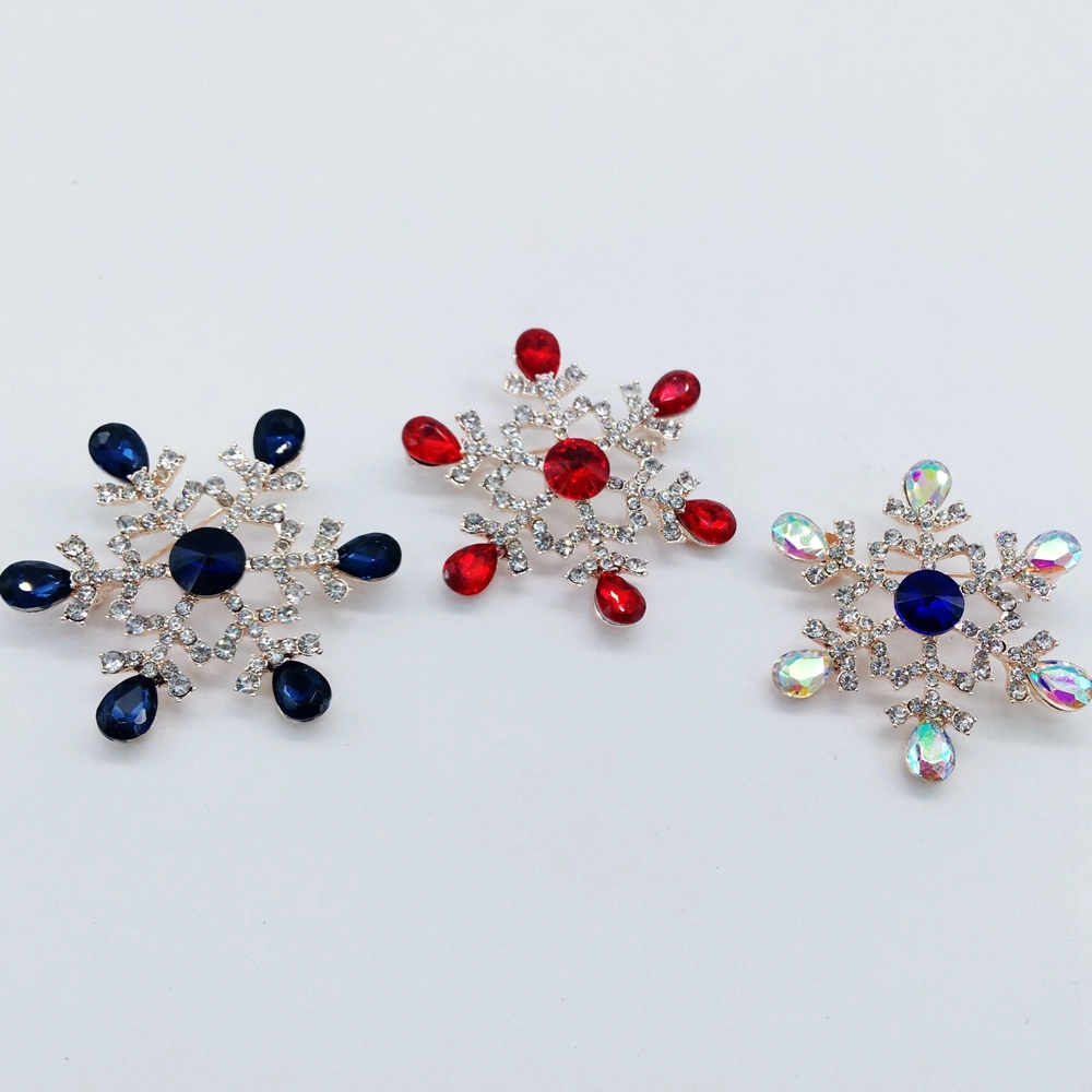 Color Crystal Christmas Snowflake Decoration Brooch