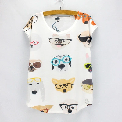 Glasses puppy print T-shirt