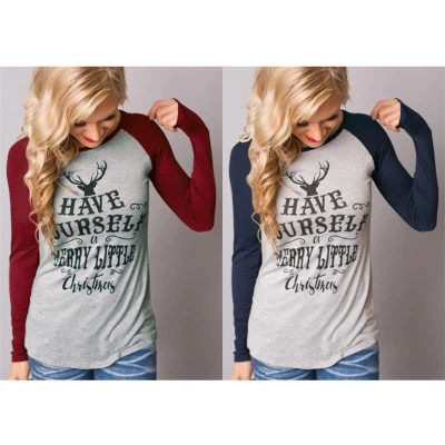 Christmas elk avatar letter T-shirt