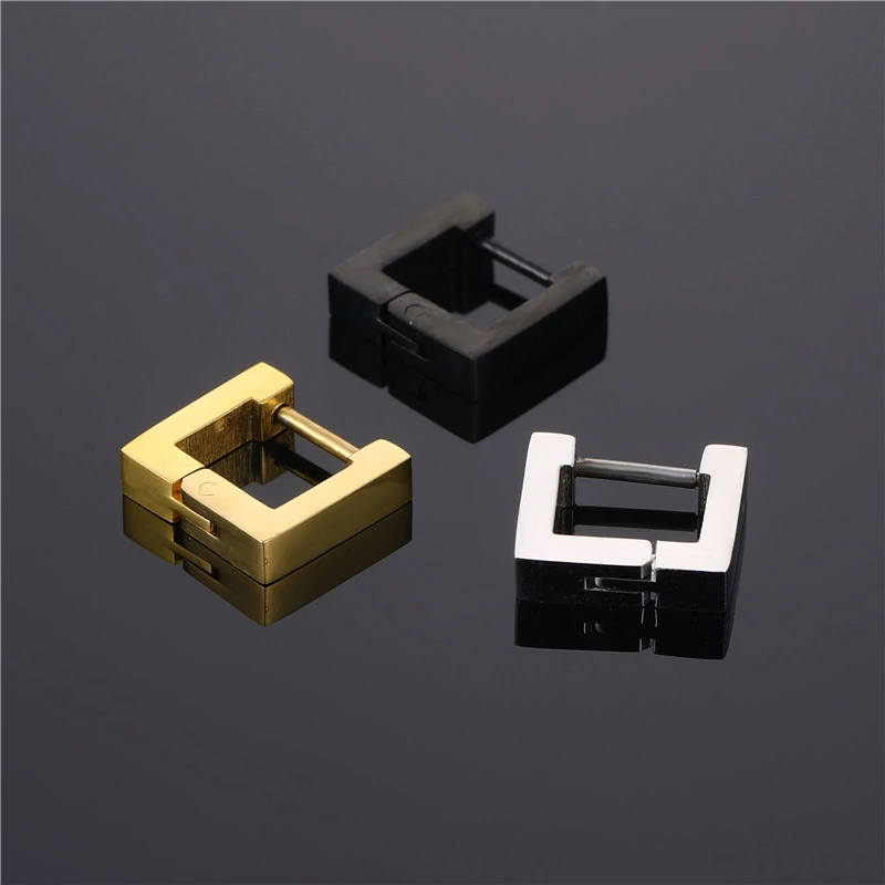 European, American, Korean Fashion Titanium Steel Square Earrings