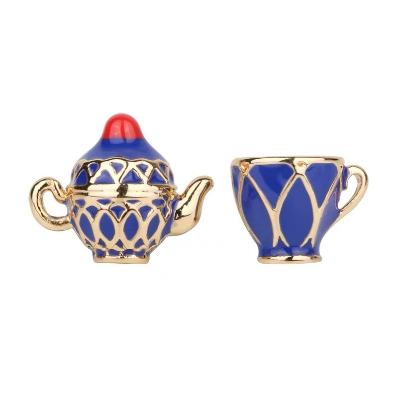 Asymmetrical teapot earrings