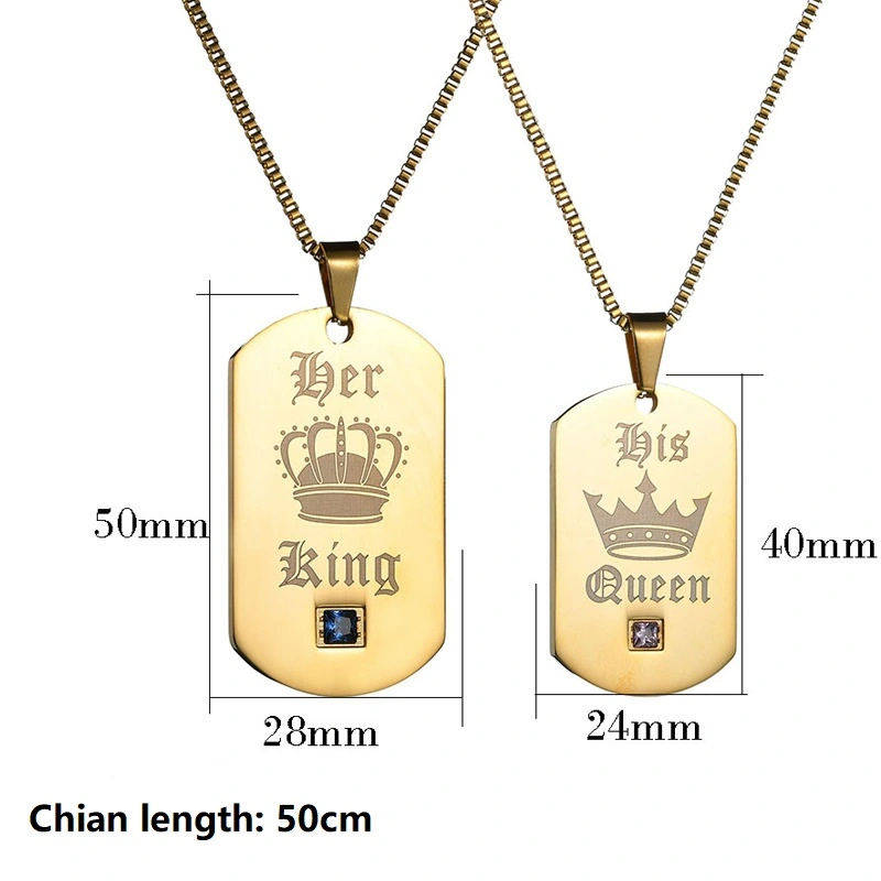 Gold Stainless Steel Personalized Pendant Lover Necklace