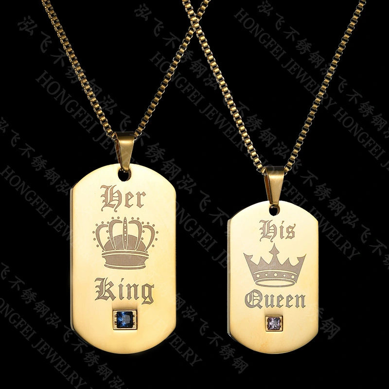 Gold Stainless Steel Personalized Pendant Lover Necklace