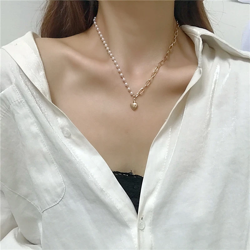 Chain three-dimensional texture love necklace