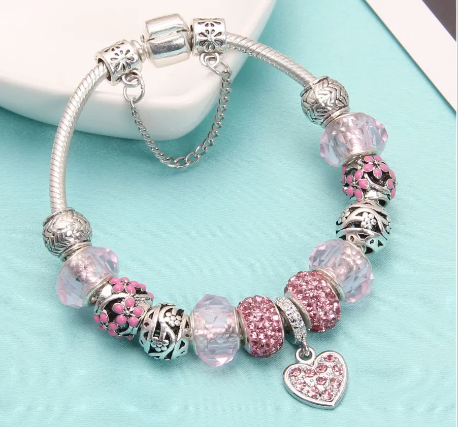 European style alloy bead crystal bracelet