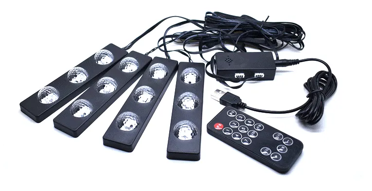 Car interior modification colorful sound control led decorative atmosphere lamp