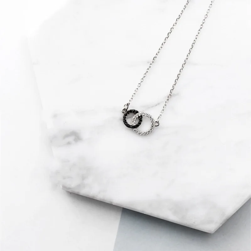 Double circle diamond necklace