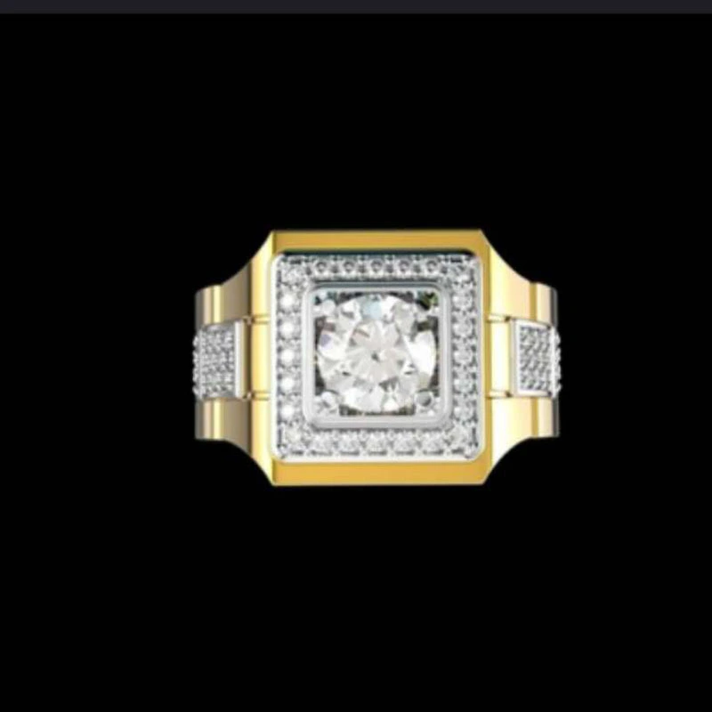 Gold two-tone square with white diamonds
