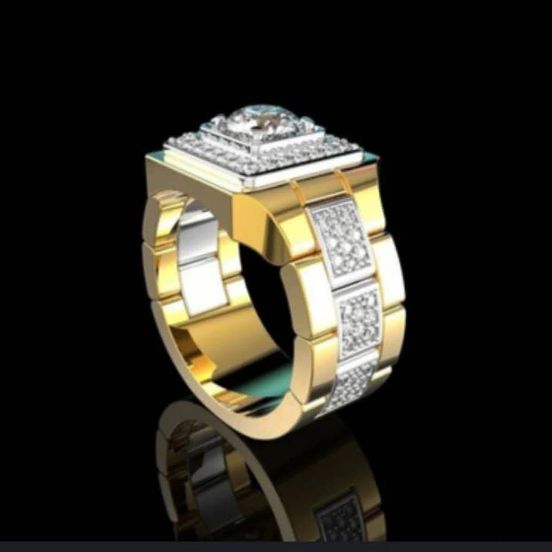 Gold two-tone square with white diamonds