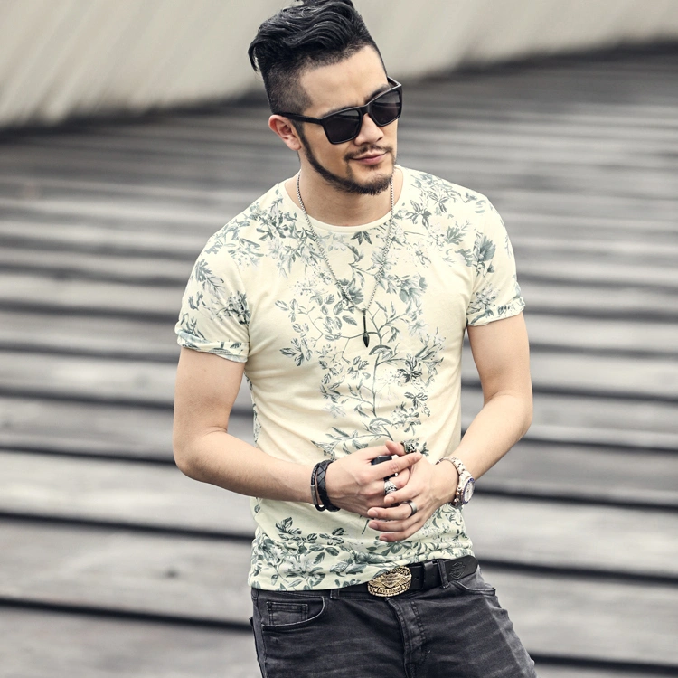 2021 autumn new men's digital printing light men's short-sleeved T-shirt round neck half-sleeve t-shirt T4329