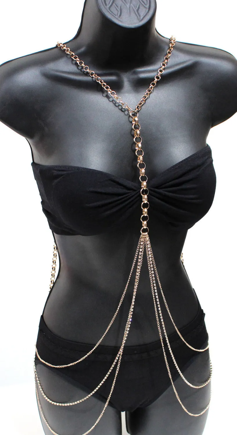 Fashion women's body chain with diamonds