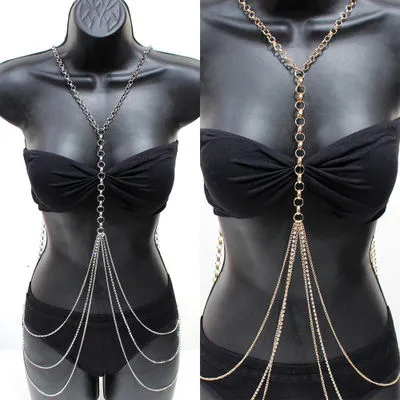 Fashion women's body chain with diamonds
