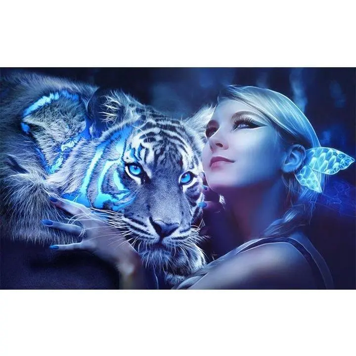 5D Diamond Painting - Weibchen mit Tiger