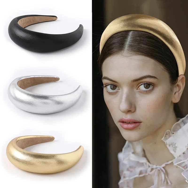 Leather Sponge Thicken Cloth Wide Side Headband