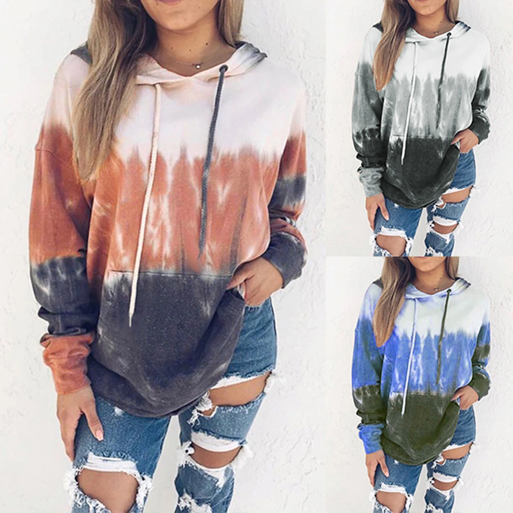 Gradient print plus velvet sweatshirt