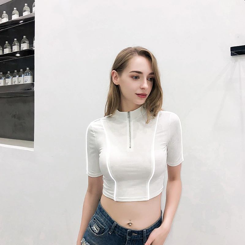 Reflective strip tight-fitting short-sleeved T-shirt