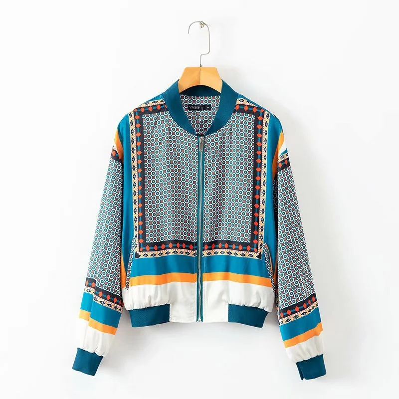 Spain single European and American style stand collar long sleeve printed baseball uniform jacket