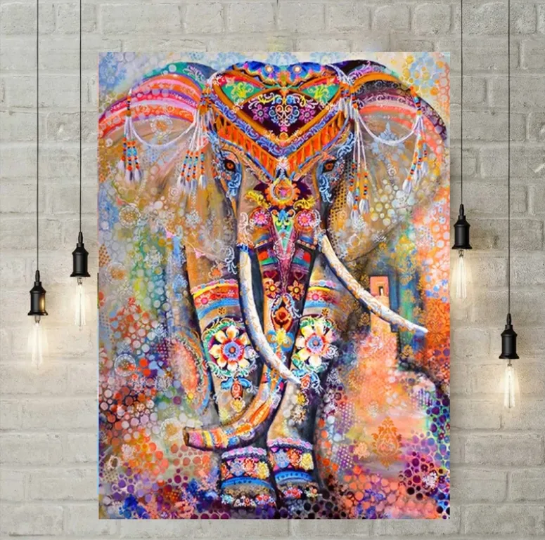 5D Diamond Painting - Colorful elephant