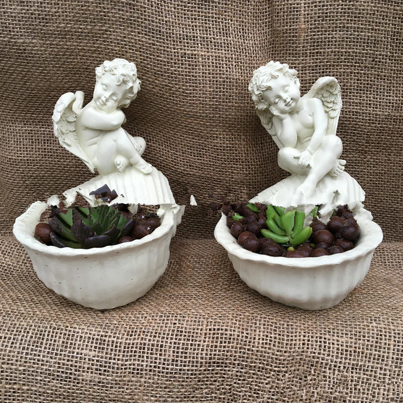 Resin angel flower pot