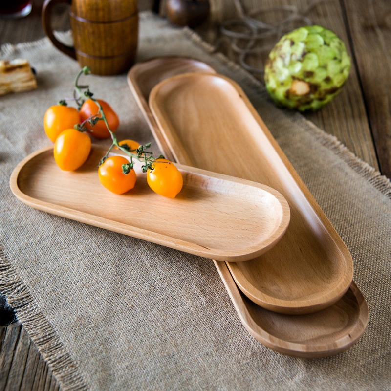 Fish plate solid wood dish plate long strip