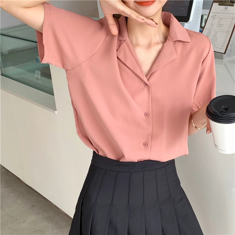 Crimped wild short sleeve casual shirt