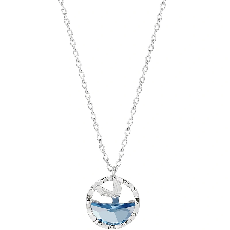 S925 sterling silver mermaid tear necklace