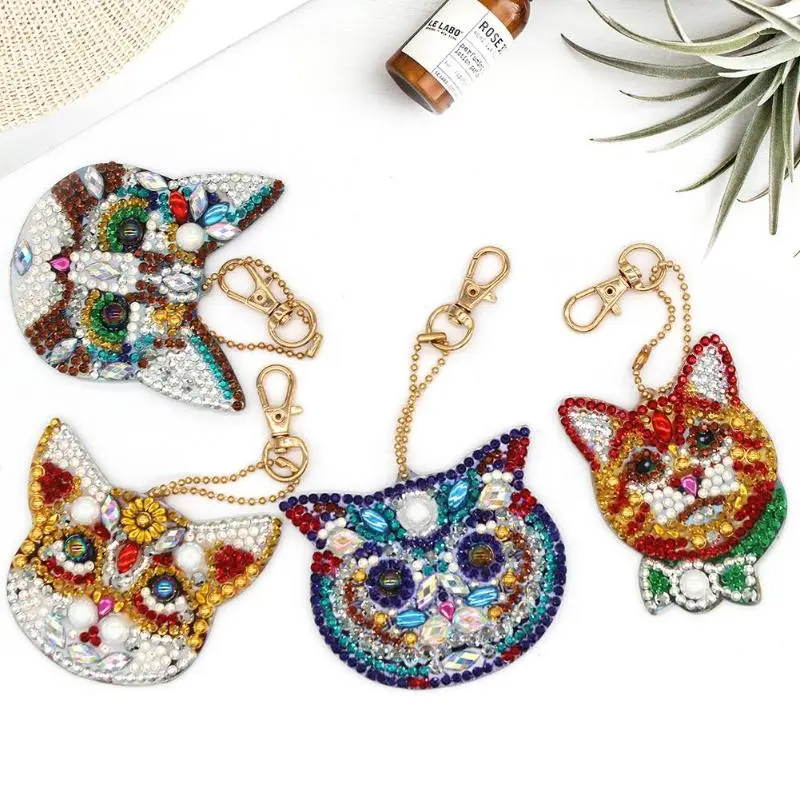 Cat Diamond Painting Keychain DIY