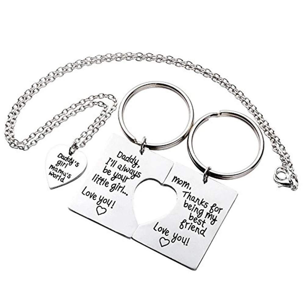 Mother's Day Daddy's Girl Mama's World Daddy Mother Daughter Necklace Keychain