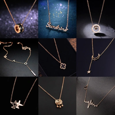 South Korea version of fashion 18K rose gold clover female simple clavicle titanium ornament accessories pendant chain