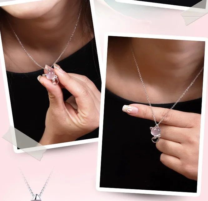 The only Chinese female fashion silver plated necklace wholesale manufacturers Pendant female natural stone pendant lotus powder