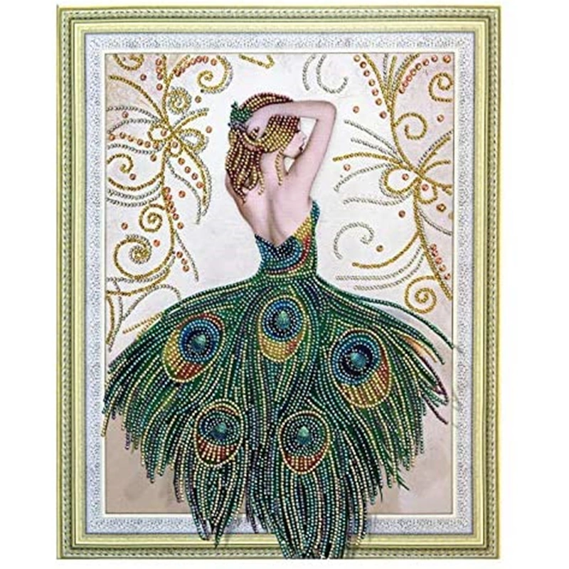 Peacock girl diamond painting