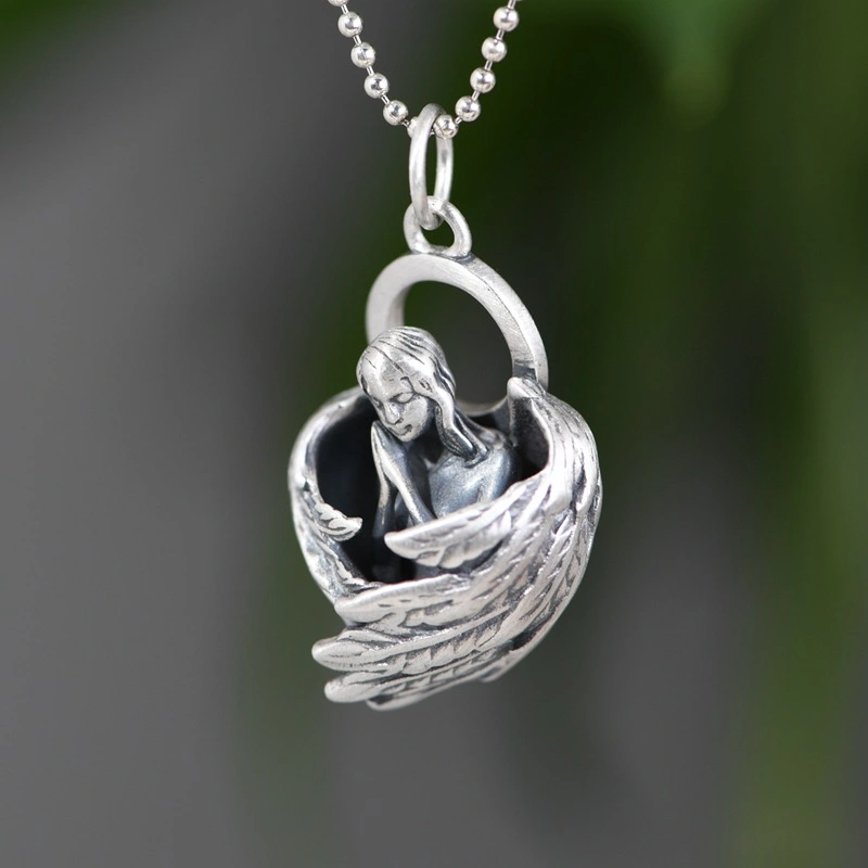 Clavicle Chain Angel Thai Silver Pendant