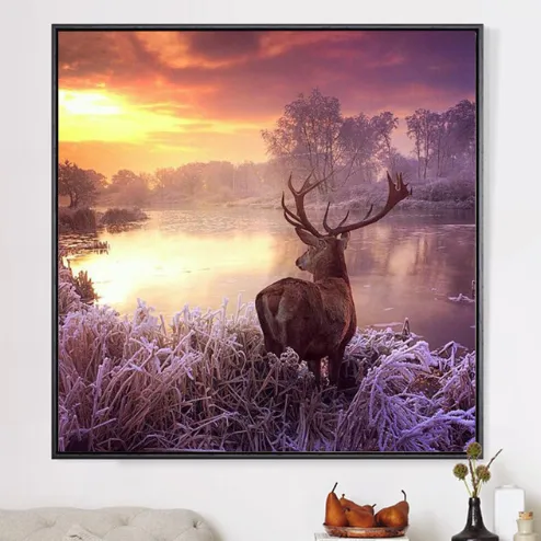 New 5D DIY diamond artwork Wapiti landscape Embroidery full Embroidery with crystals sunset rock crystal mosaic painting