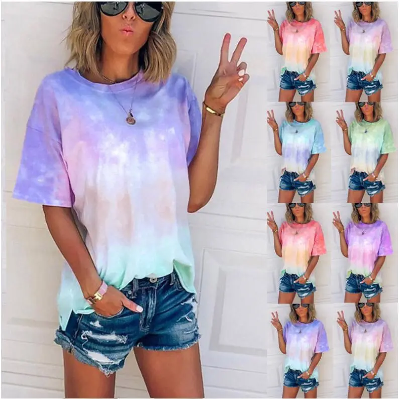 Tie-dye gradient printed loose T-shirt