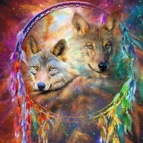 Beauty home diy diamond embroidery set wolf full square diamond drill picture 5d image stones Wall decoration animal AA944