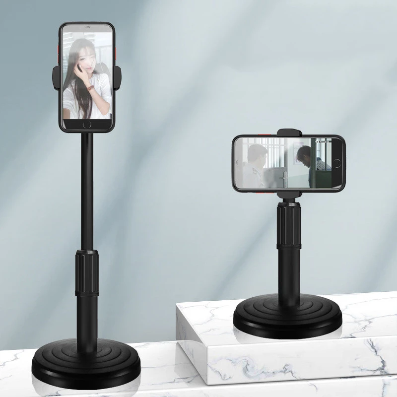 Live Streaming Phone Holder with Dimmable LED Ring Fill Light and 3 Phone Clips Hot Youtuber's Video Live Desk Liftable Stand