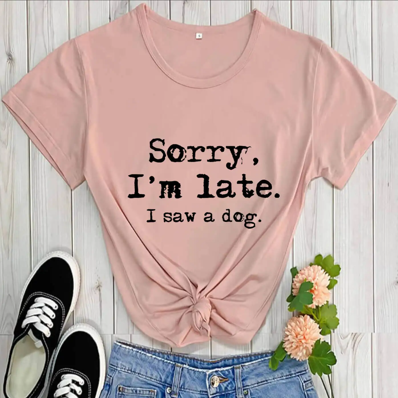 Dog lover letter print T-shirt
