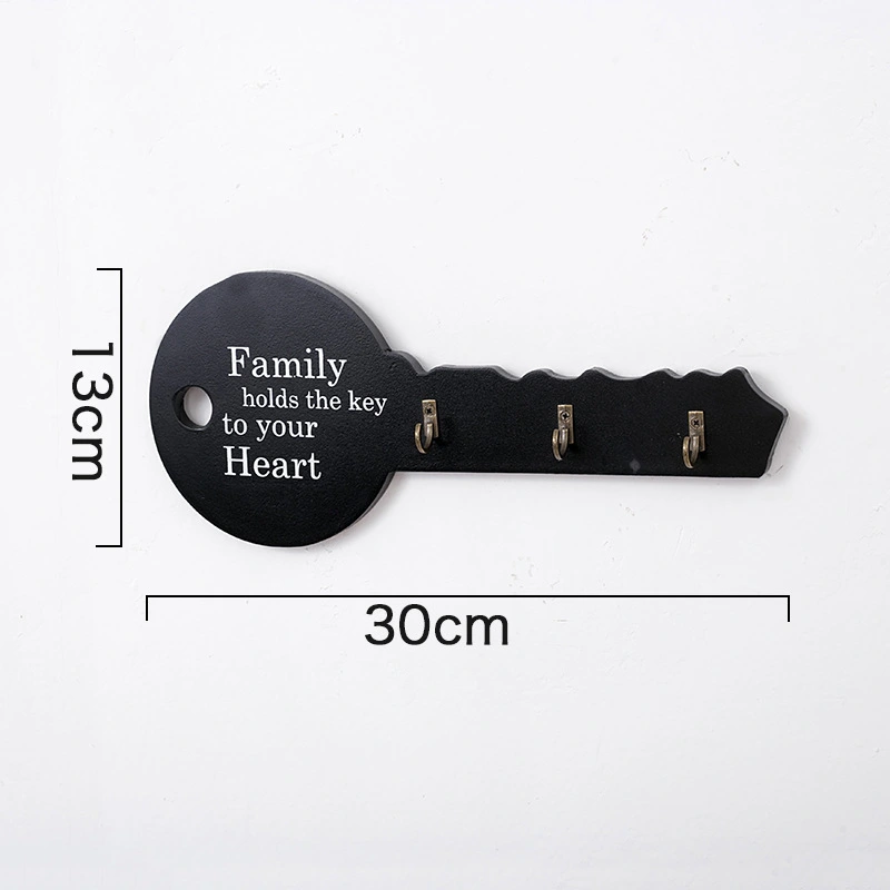 Retro Wood Key Holder Wall Key Shape Hook Storage Rack